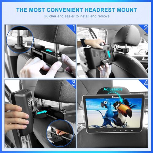 10.1" Car Headrest DVD Player Rear-Seat Monitor for Kids HDMI AV in & Out USB SD - Picture 6 of 10