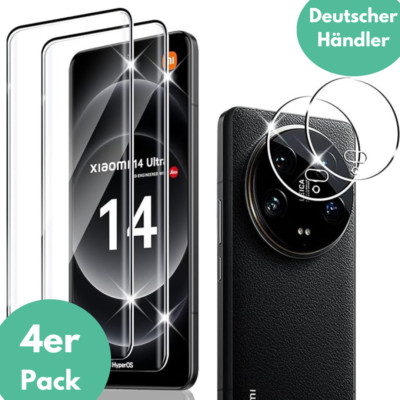 2X Schutzglas für Xiaomi 14 Ultra Display Schutz Kamera Hartglas Panzerfolie 3D 