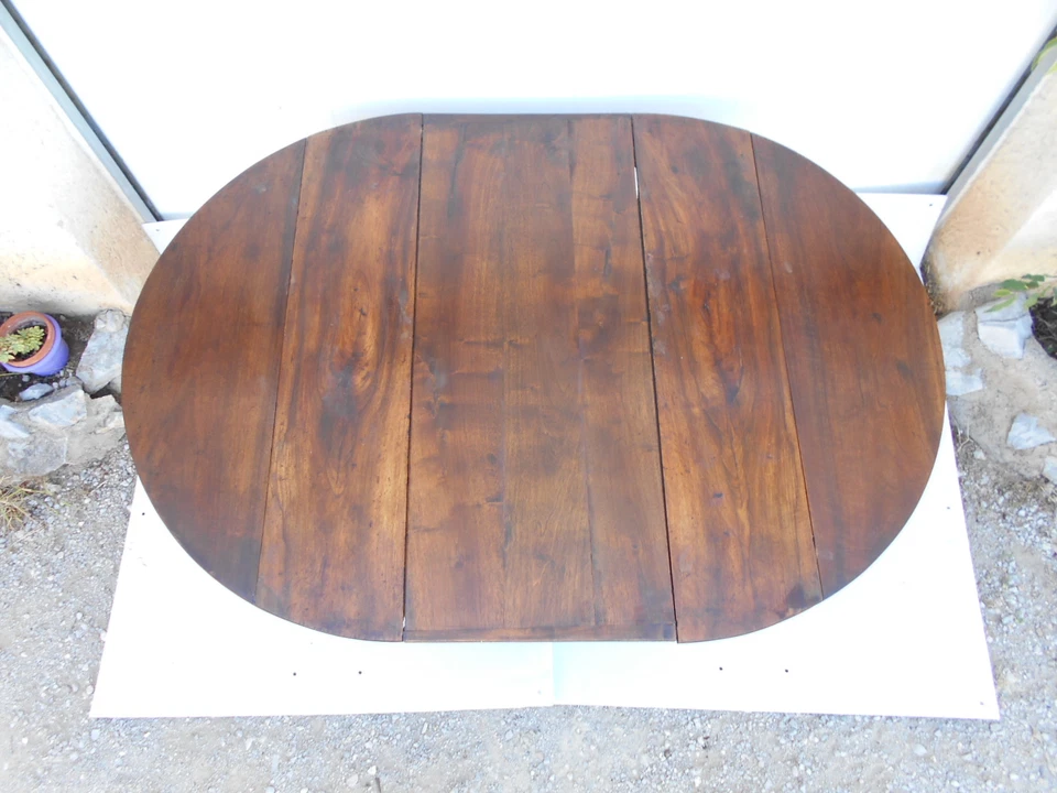 Table de famille, table ancienne en noyer avec 1 rallonge, style louis Philippe  - Photo 3/4