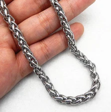 Men Women's Stainless Steel 6mm Spiga Link Chain Necklace 20-32"