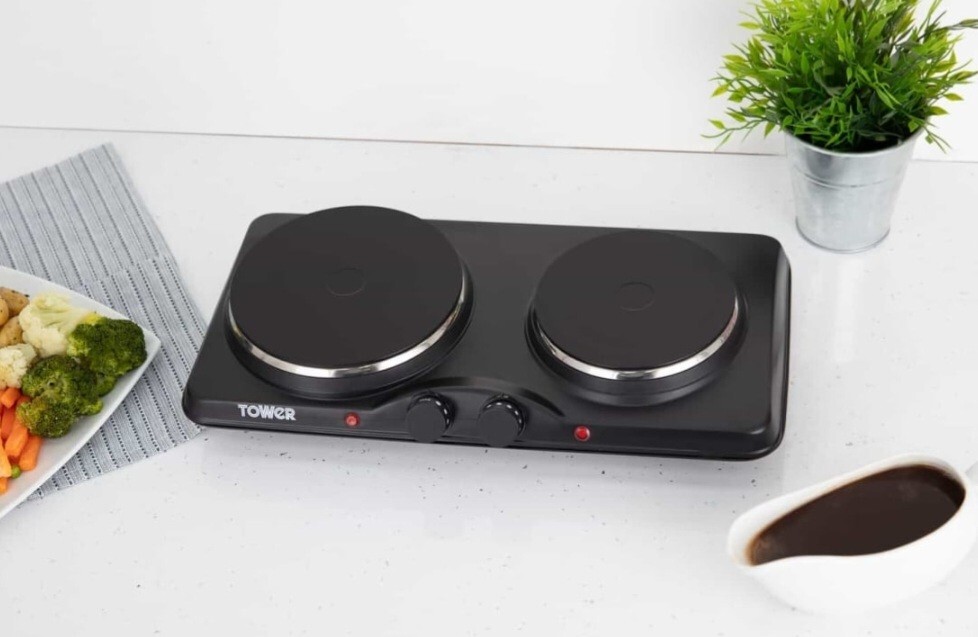 New Tower Double Hot Plate Table Top Electric Cooking Hob Portable