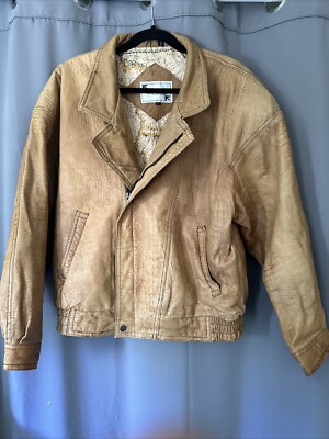 Vintage Phase Leather Jacket Croc /Alligator Pattern, Map Liner Size  Large