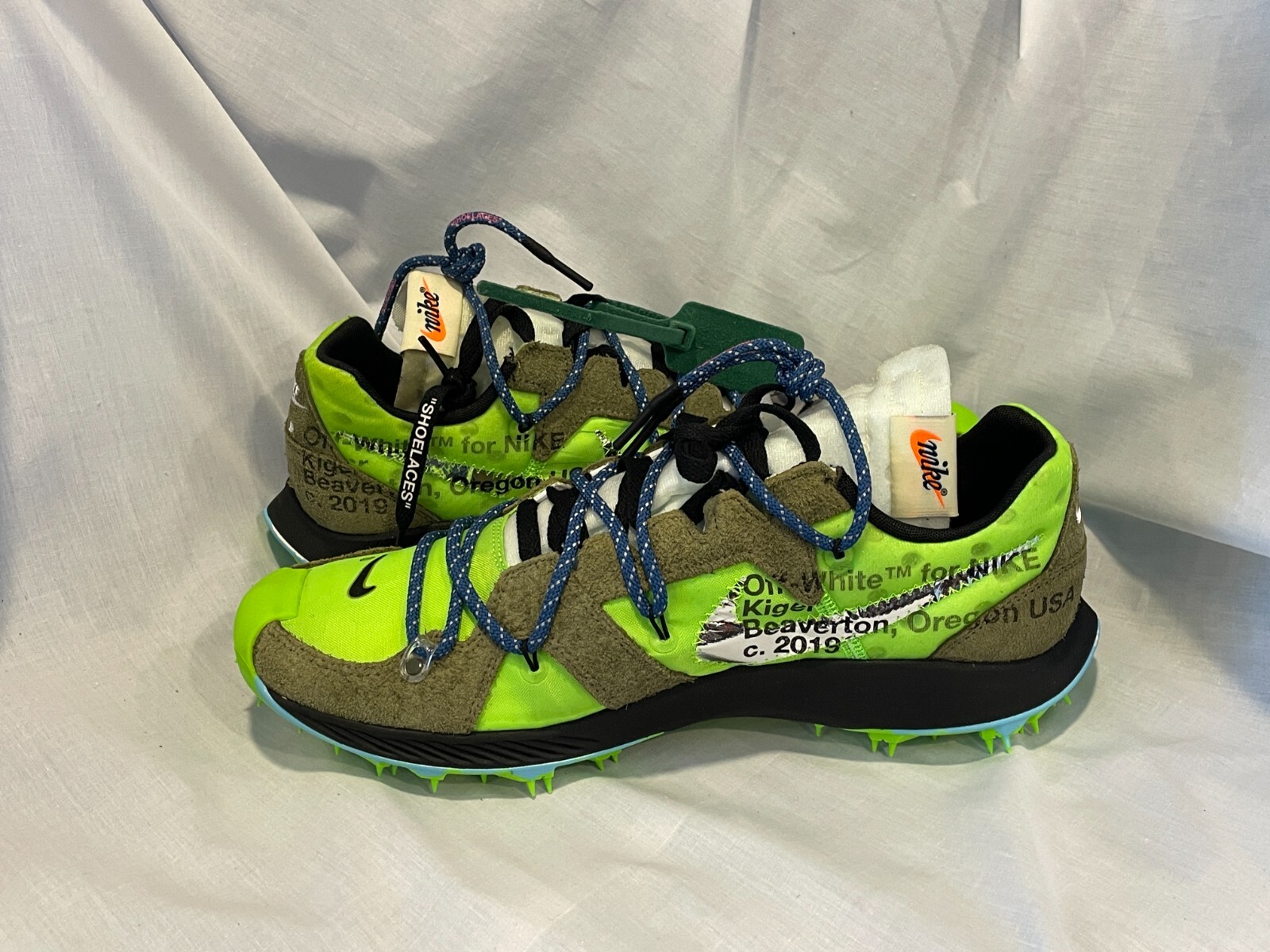 OFF WHITE X NIKE Nike Zoom Terra Kiger 5 x Off White donna 13 5 verde elettrico argento CD8179 300