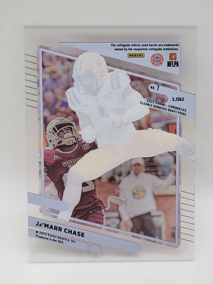 2023 Panini Chronicles Clearly Donruss Draft Picks JaMARR CHASE Card # 7  LSU - Image 2 of 2