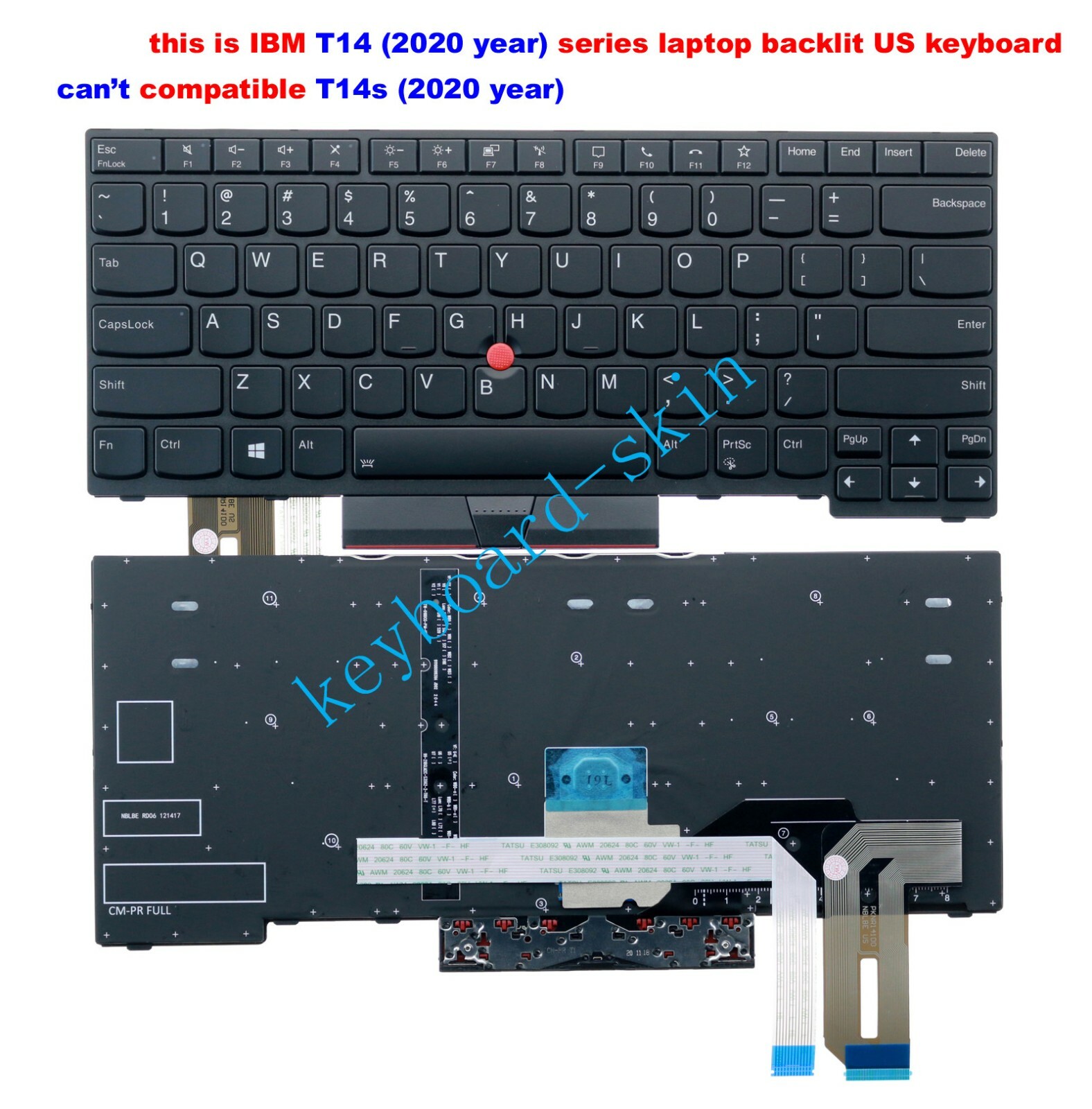 New for Lenovo IBM Thinkpad P14S T14 (incompatible T14s) keyboard US Backlight
