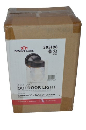 Design House 502195 Jelly Jar Outdoor Wall Light - 7.5"H X 4.5"W, Black With Clear Glass