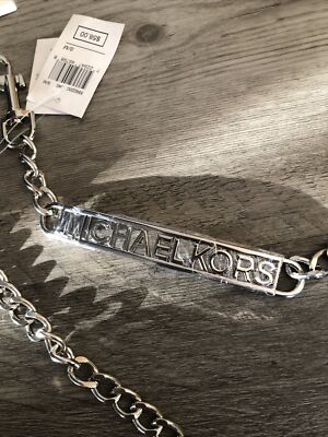 Michael Kors Silver Tone Chain Link Belt With Logo BRAND NEW Michael Kors Silver Tone Chain Link Belt With Bar Michael  main image 4