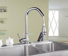 Luxury Chrome Kitchen Laundry Sink Basin Mixer Tap Pull Out Spout Swivel Faucet