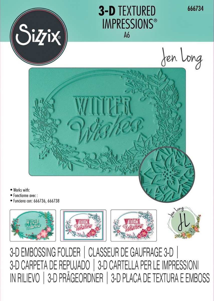 劇レア❗️ドローイング❗️ Sizzix Winter Wishes 3D Embossing folder #666734 Retail $12.99 by
