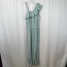 Nautica Girls Jumpsuit Mixed Print Multicolor One Shoulder Ruffle Wide Leg 16