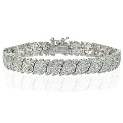 Tennis-Tennisarmband silberfarben 1,00 kt natürlicher Diamant Blatt in Messing