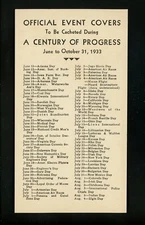 US Postal History Expositions / Chicago 1933 Card Events During Century Progress