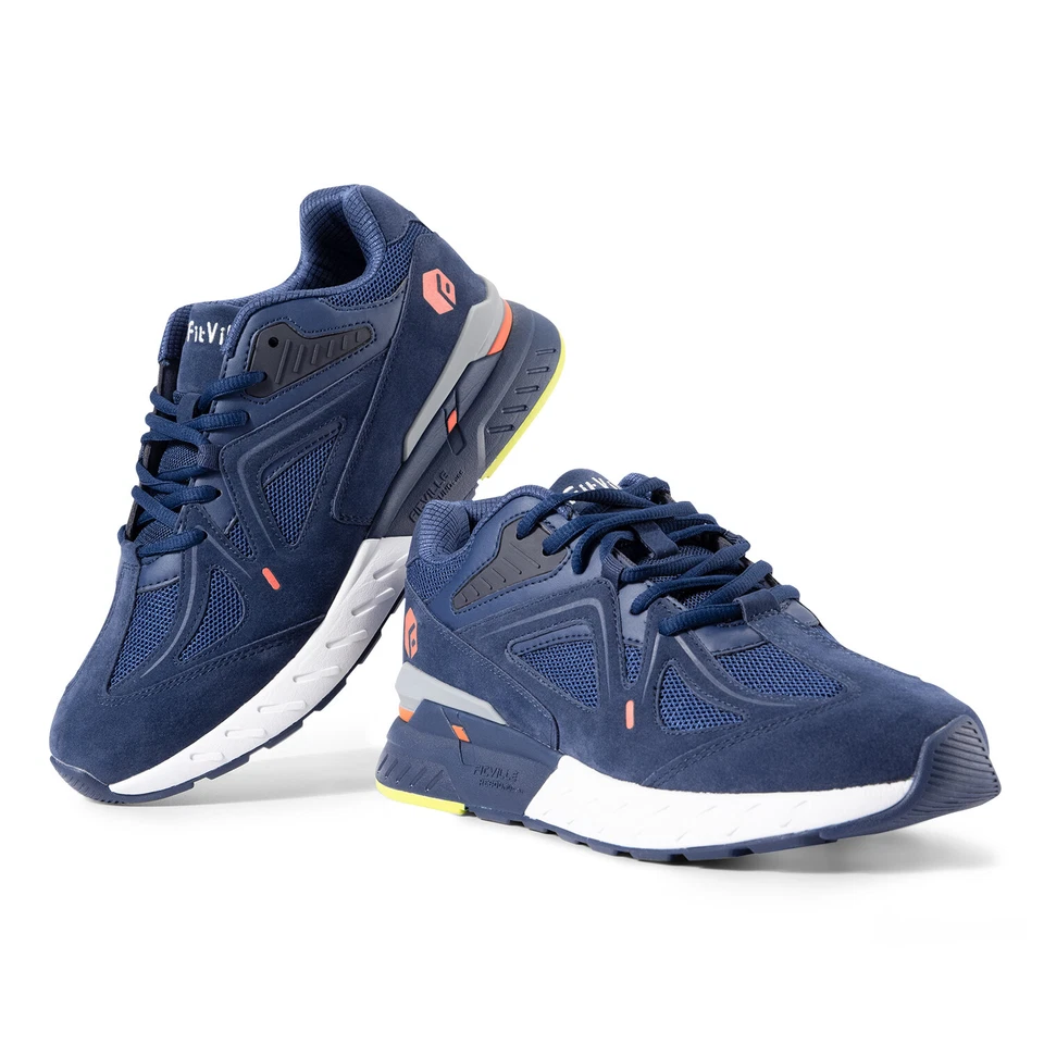 Tênis de caminhada FitVille masculino extra largo suporte arco pés chatos - Azul - Imagem 2 de 4