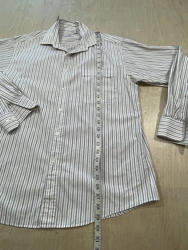 Valentino Mens Cotton White Striped Button Down Shirt Size 16/34-34 - Image 2 of 4