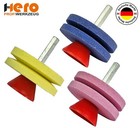 Schleifstein Messerschärfer 3-tlg Rasenmäherschärfer Vorsatz Bohrmaschinen HERO