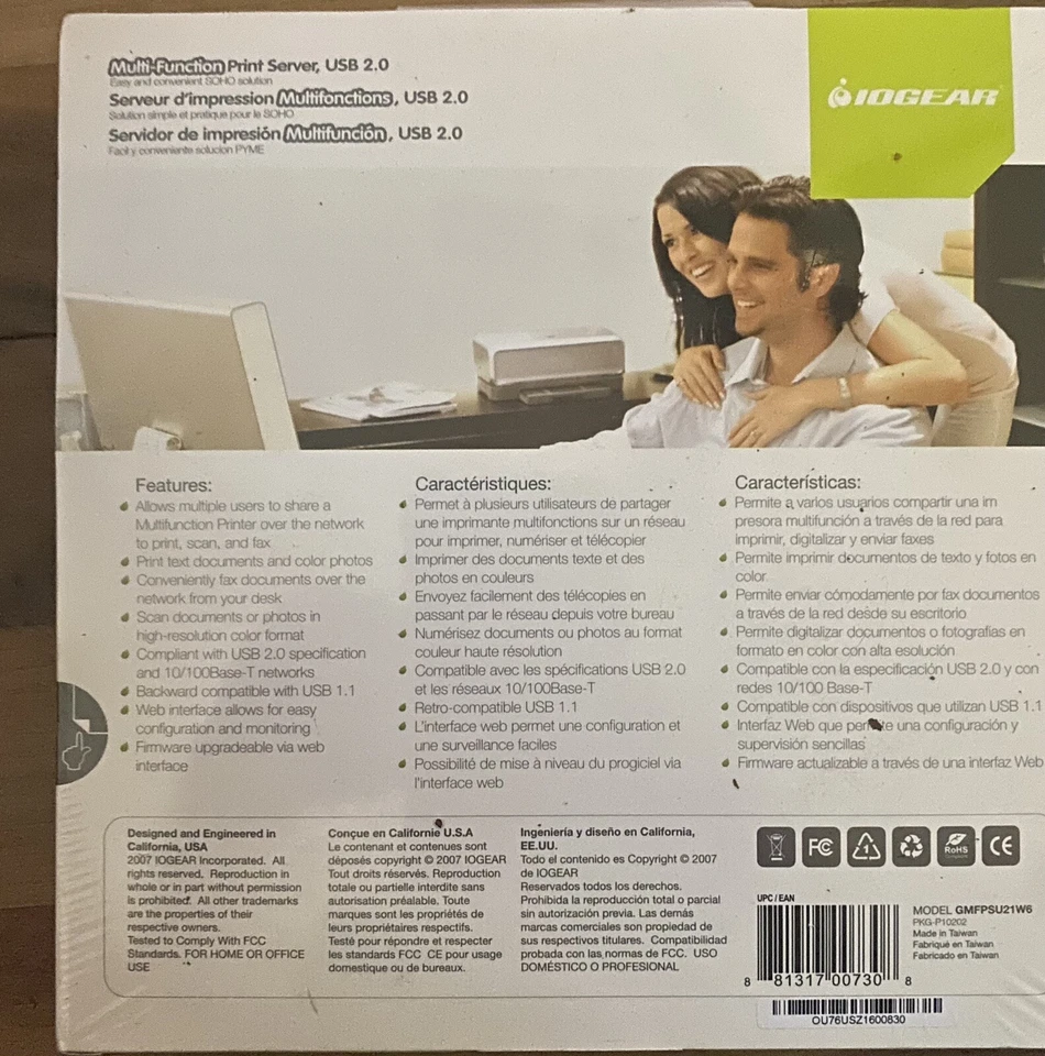 Iogear GMFPSU21W6  1-Port USB Print Server - Image 2 of 3