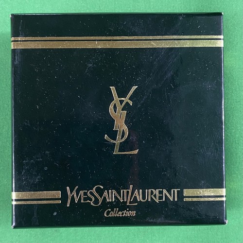 Yves Saint Laurent Enamel Travel Watch In Box Table Top 1980's Gold Tone Black