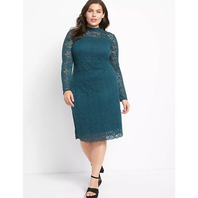 Lane Bryant Open Back Bodycon Lace Dress 22 | eBay
