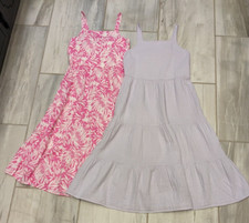 Lot 2 - Gap Kids Girls Sundress Pink White Lilac Midi Strap Square Neck XL NEW