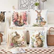 4 Pieces Easter Pillow Cover Cute Bunny Decor Holiday Home Decoration