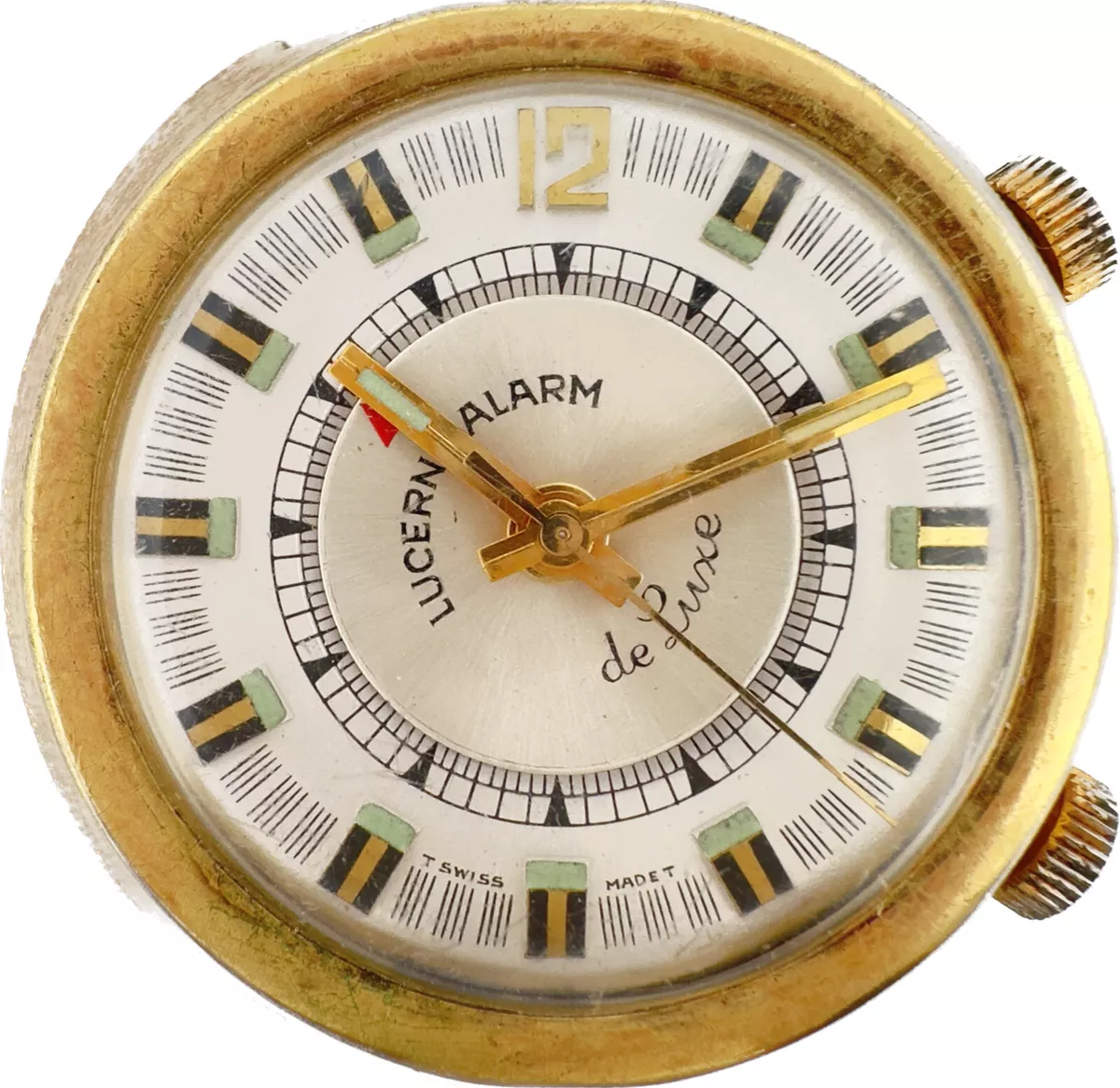 Vintage Lucerne Men s Mechanical Alarm Wristwatch Ronda 1223 21 Retro Chunky
