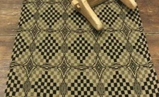 New Primitive BLACK TAN COVERLET TABLE RUNNER Shadowbrook Topper 56" x 14"