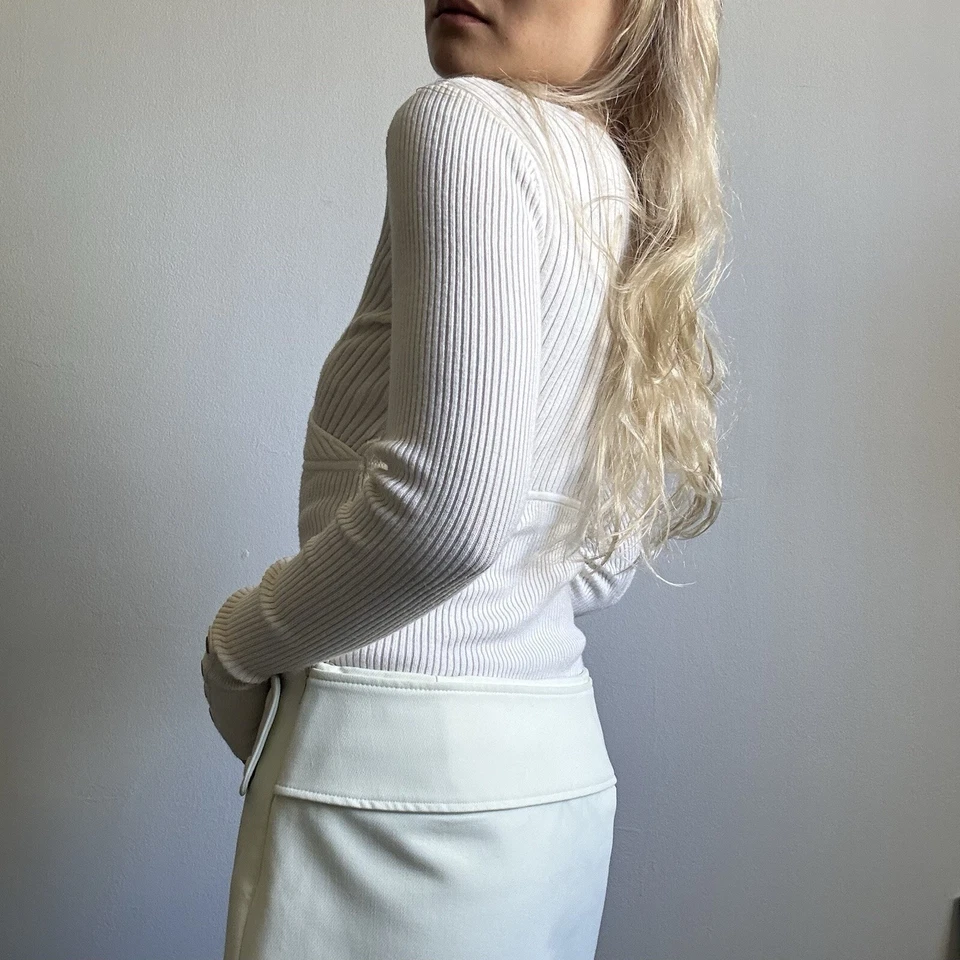 Винтажный Guess крест спереди длинные рукава ребро вязаный надежном свитер с кнопками - Изображение 3 из 4