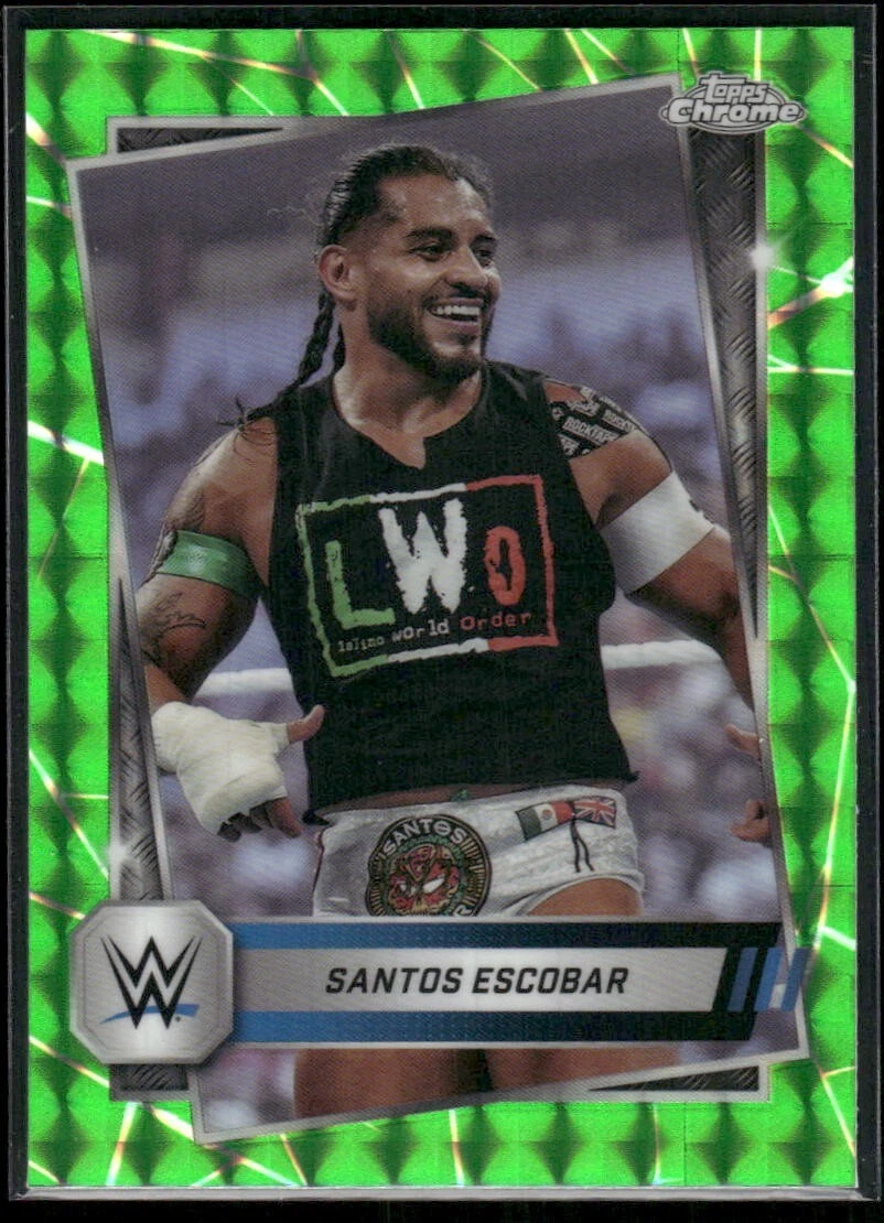 2025 Topps Chrome WWE Santos Escobar #60 Green Geometric Refractor /75