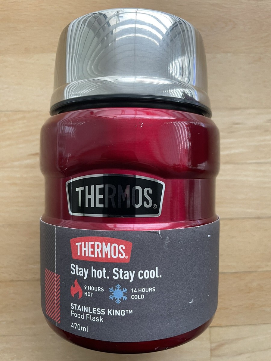 Thermos Food Flask Folding Spoon Red 470ml Stainless Steel Hot