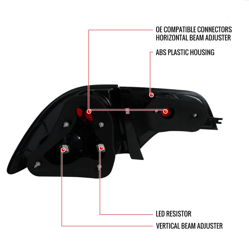 Para 06-10 Honda Civic FA FG Sedán 4 puertas Negro Rojo Lente Altezza Euro Luces Traseras Foto 2 de 2