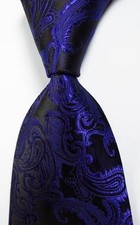 New Classic Paisley Purple Black JACQUARD WOVEN 100 Silk Men's Tie Necktie