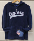 Vintage DISNEY Embroidered EEYORE 3/4 Zip Hooded Fleece Pullover Sweatshirt Med