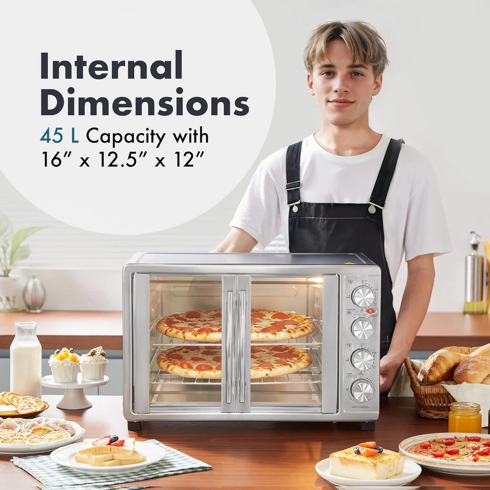 Elite Gourmet ETO-4510M French Door 47.5Qt, 18-Slice Convection Oven 4-Control K - Image 2 of 4