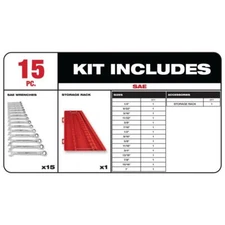 Milwaukee 48-22-9416 SAE Combination Ratcheting Wrench Mechanics Tool Set