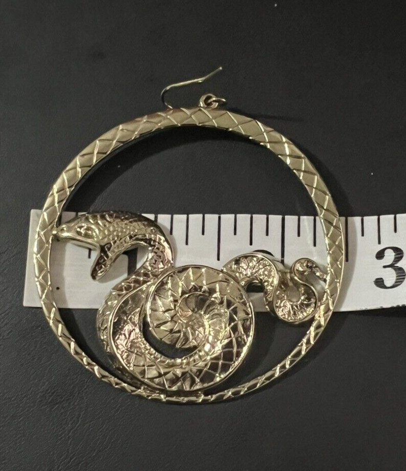 COILED SERPENT HOOP EARRINGS snake python round l… - image 7