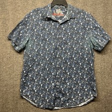 Robert Graham Classic Fit Button Down Shirt Blue Floral Mens Large