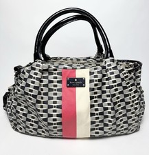 Kate Spade XL Black and Cream with Pink Stripe Diaper Bag Satchel
