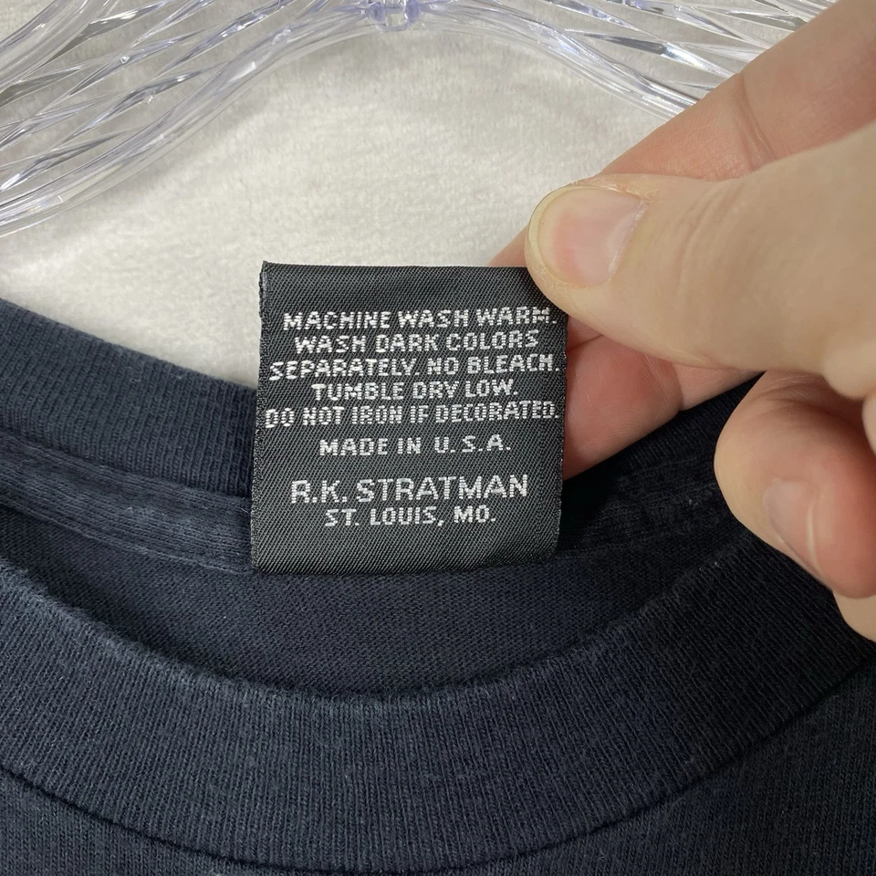 Vtg Harley Davidson T Shirt 3XL Black Deluxe Wyoming USA Made R.K. Stratman 90s - Image 4 of 4