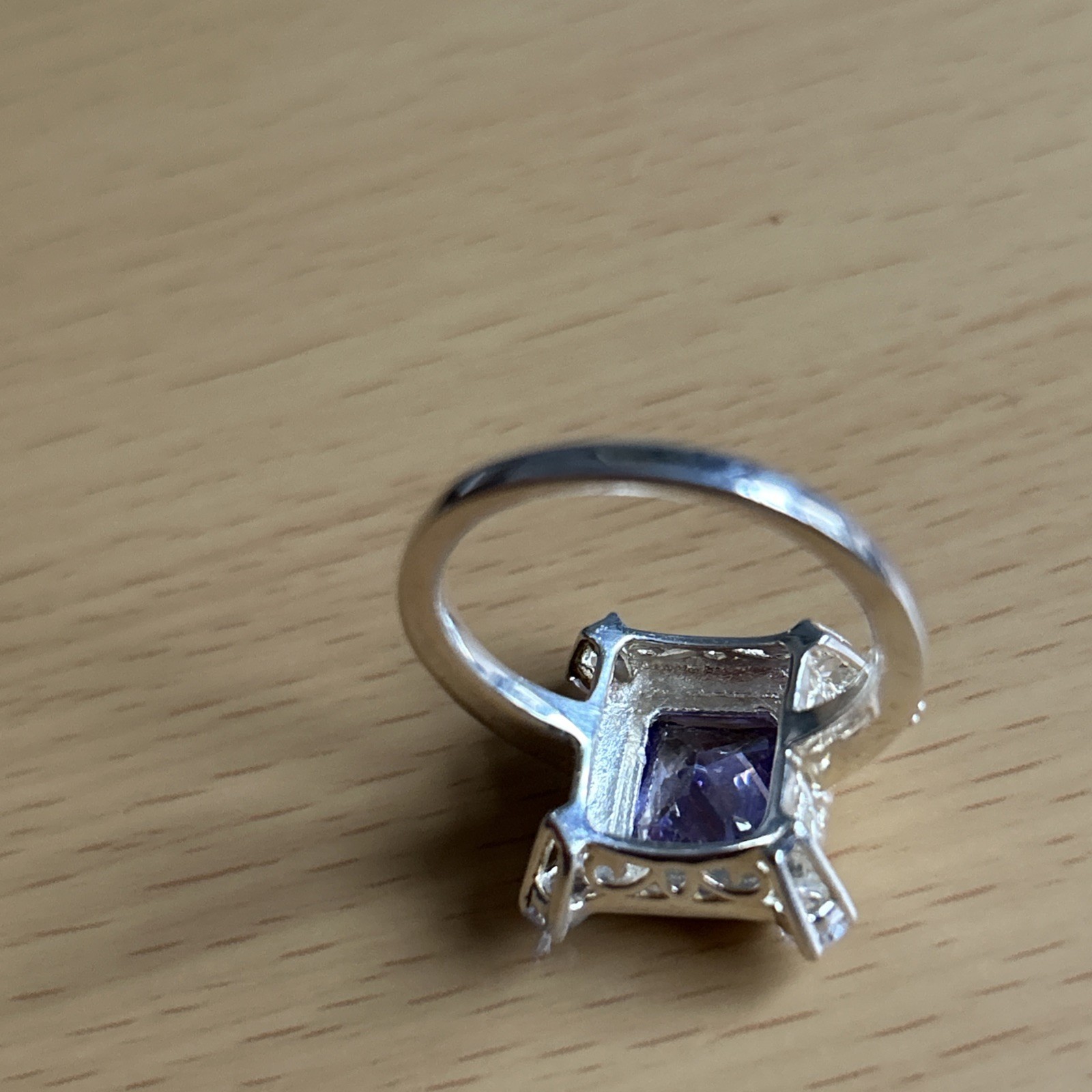 925 Silver Statement Purple/ Clear design Ring Si… - image 7