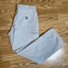 Carhartt Pants Canvas Khaki Work Mens 34x30 Relaxed Fit Utility Workwear B299