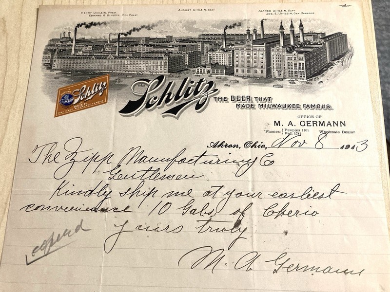 SCHLITZ FACTORY SCENE MILWAUKEE LAGER BEER AKRON GERMANN UIHLEIN ZIPP'S CHEERIO