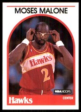 Moses Malone 1989-90 Hoops #4 Atlanta Hawks NBA READ FREE SHIPPING AutographDen