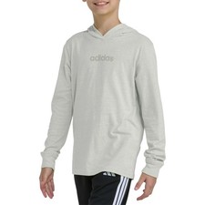 adidas Ls Hooded Snow Hthr Tee 26 Youth Boys Size M Casual Tops SB1158-KL6108