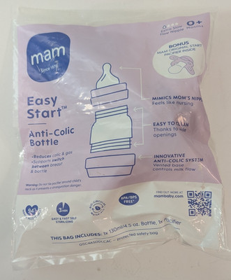 MAM Easy Start Anti-Colic Bottle - Bonus Original Start Pacifier - NEW