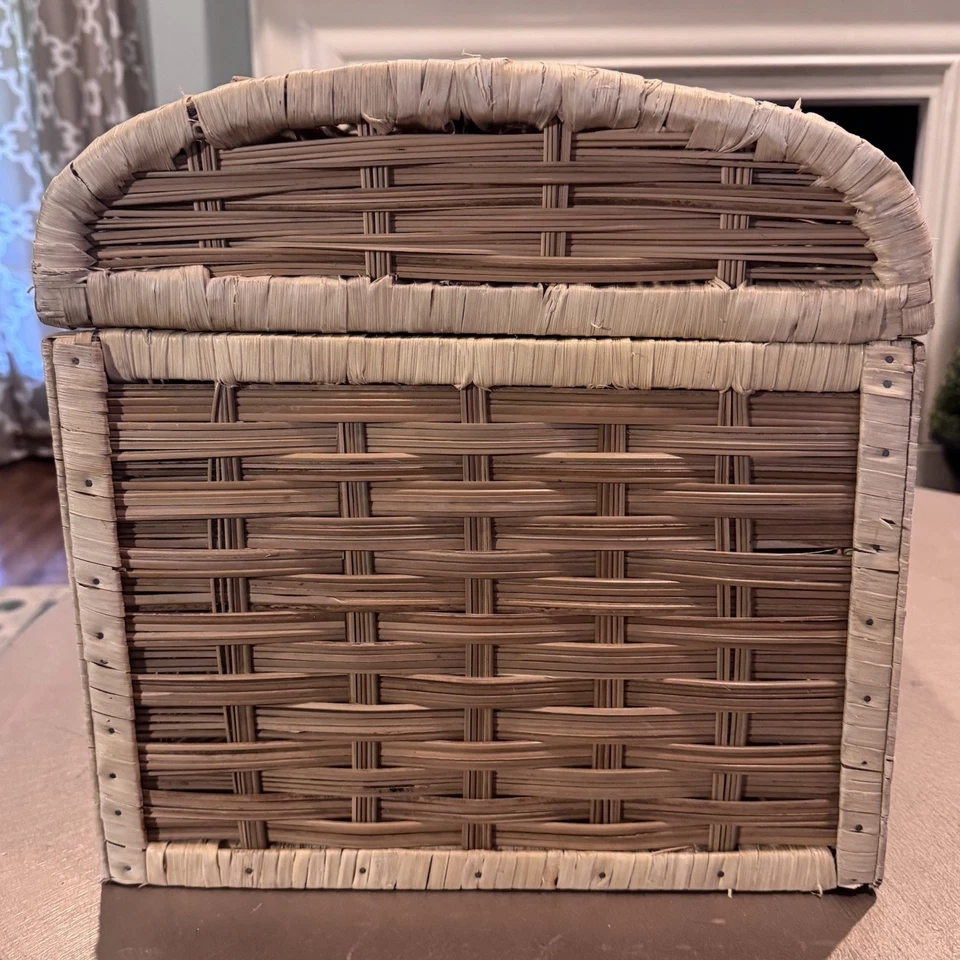 Cofre de almacenamiento de mimbre ratán Sunburst caña dividida mediana Foto 4 de 4