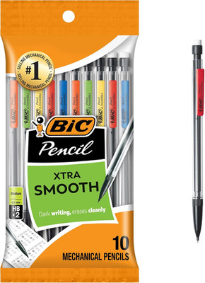 Xtra-Smooth Mechanical Pencils with Erasers, Medium Point (0.7Mm), 10-Count Pack