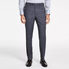 Michael Kors Men's Grey Solid Wool Stretch Classic-Fit Suit Pants Size 38W 30L