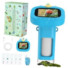 Kids Handheld Digital Microscope Portable: Mini Science Gifts Kit STEM Toy Blue