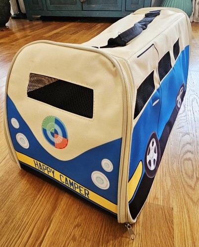 Etna Happy Camper Pet Carrier Retro Camper Van Dog Cat Travel Bag 23"