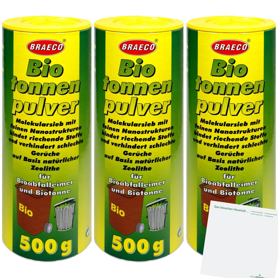Braeco Biotonnen Pulver 3er Pack 3x500g Streudose usy Block